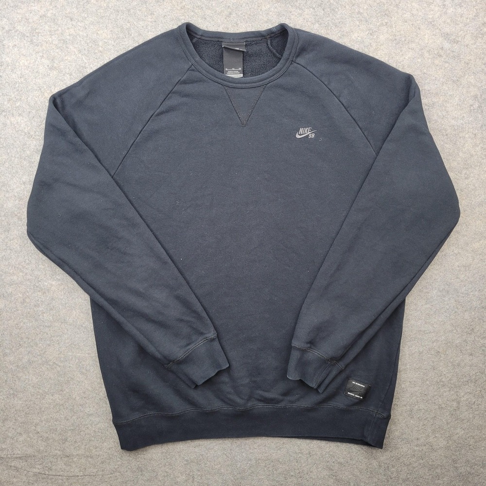 Nike SB Sweatshirt Mens XL Black Fleece Pullover Crewneck Swoosh Logo Skate